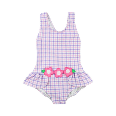 Florence Eiseman Plaid Swimsuit With Flowers