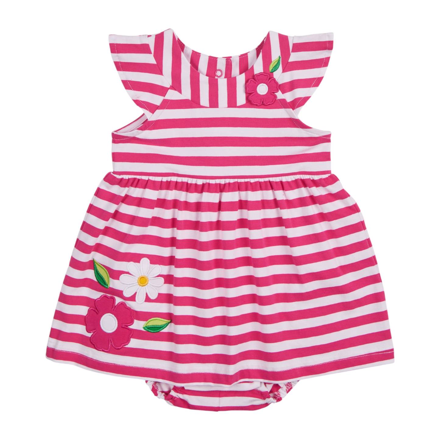 Florence Eiseman Stripe Knit Romper With Flowers