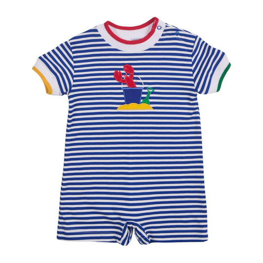 Florence Eiseman Stripe Knit Shortall With Lobster & Sand Toys