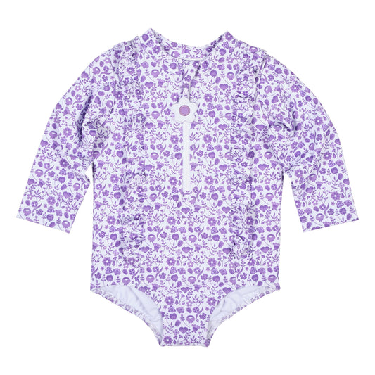 Florence Eiseman Floral Print Rash Guard Swimsuit