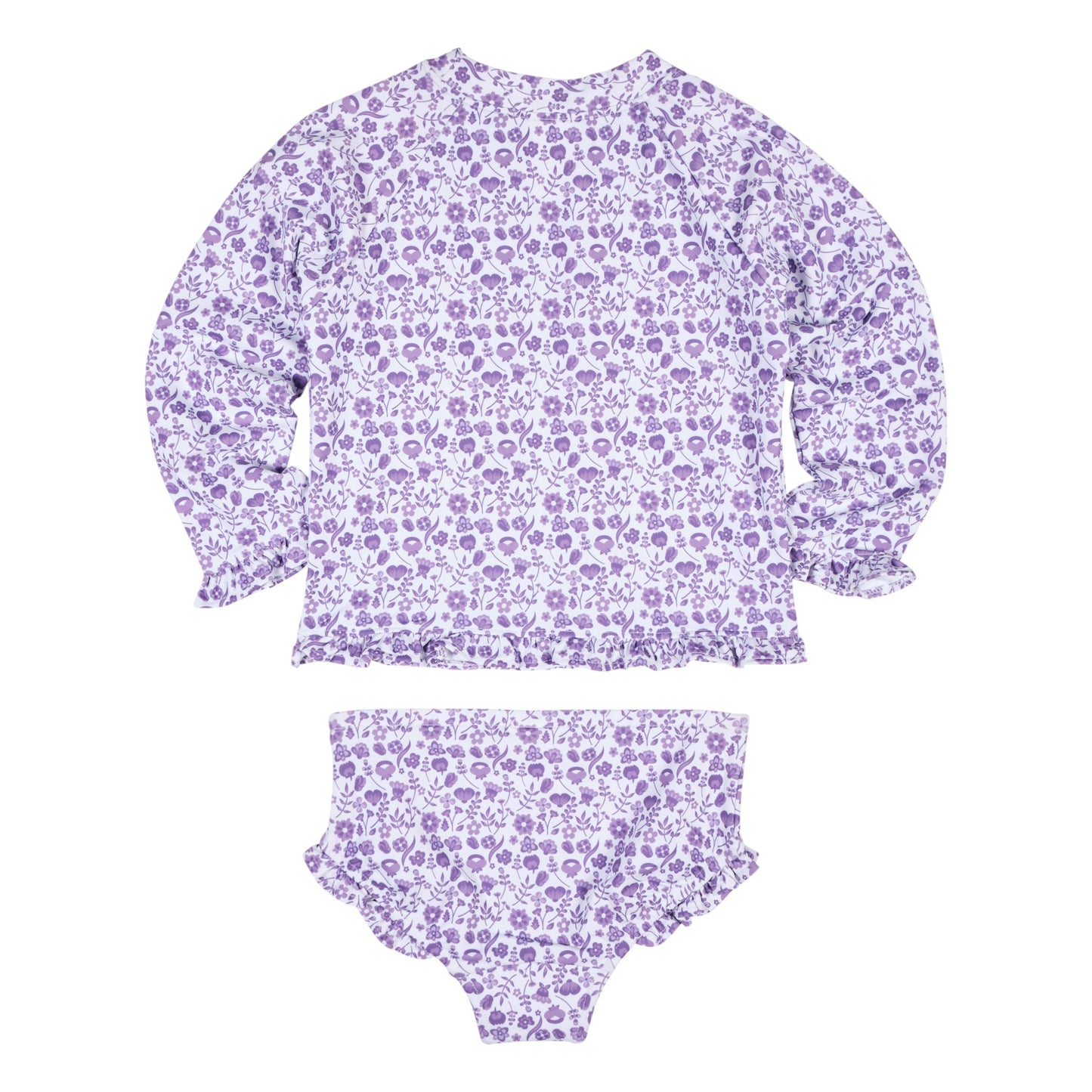 Florence Eiseman Floral Print Rash Guard Swimsuit With Ruffle