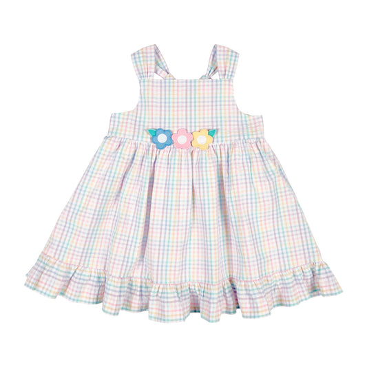 Florence Eiseman Plaid Seersucker Dress with Flowers