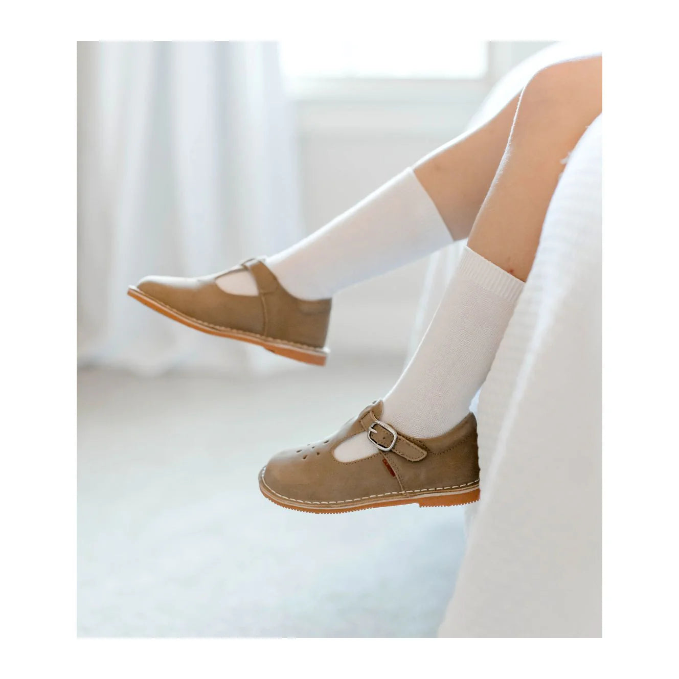 L'Amour Joy Classic Nubuck Leather T-Strap Mary Jane