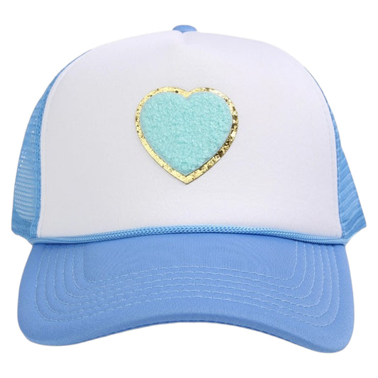 Sparkle Sisters Chenille Heart Trucker Hat
