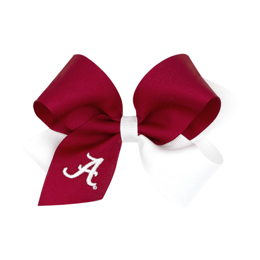 Wee Ones Medium Two-tone Collegiate Embroidered Grosgrain Hair Bow