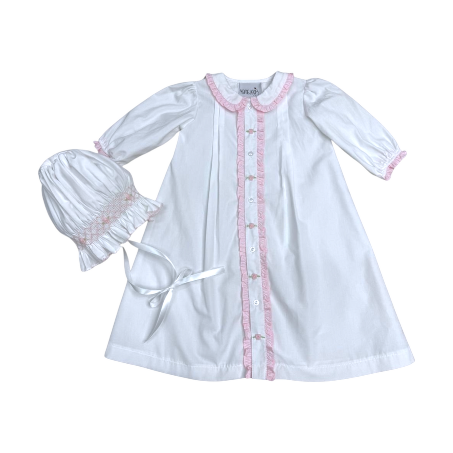 Delaney Pleated Double Ruffle Rosette Daygown Set