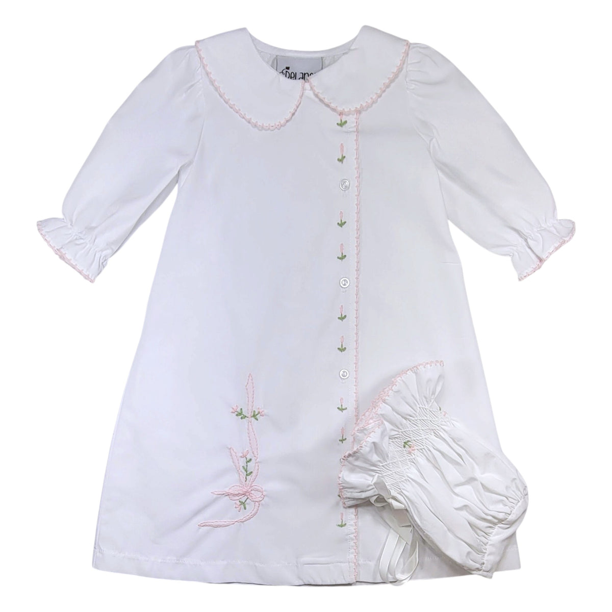 Delaney Embroidered Bow And Rosette Daygown