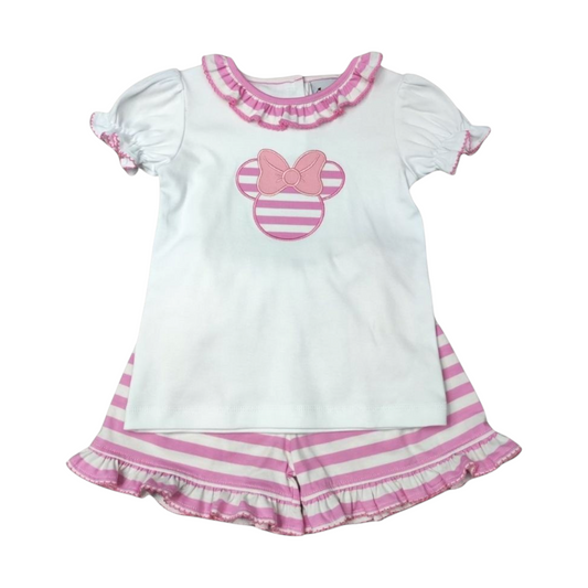 Delaney Mouse Applique Stripe Short Set