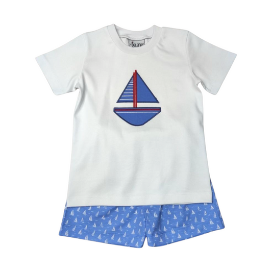 Delaney Sailboat Applique Short Set