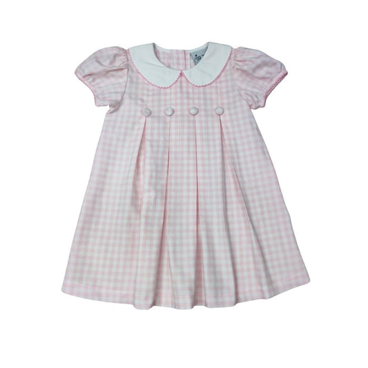 Delaney Pleat Check Collar Dress