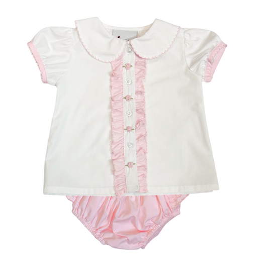 Delaney Front Ruffle Rossette Diaper Set