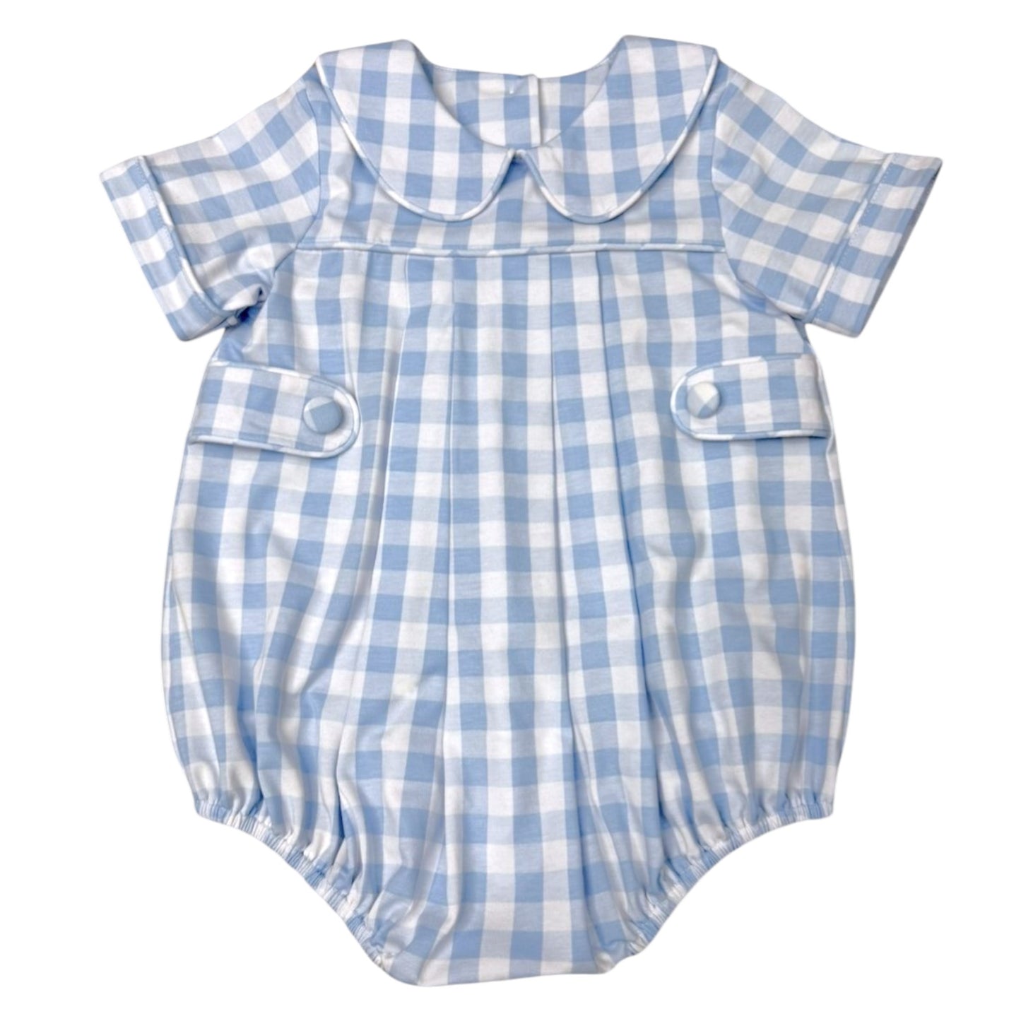 Delaney Checked Piped Tab Romper