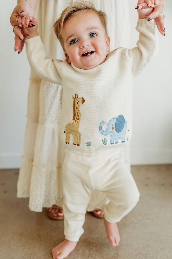 Viverano Organics Safari Applique Knit Sweater