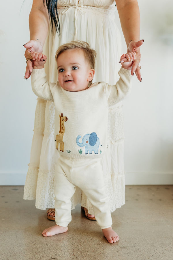 Viverano Organics Safari Applique Knit Sweater