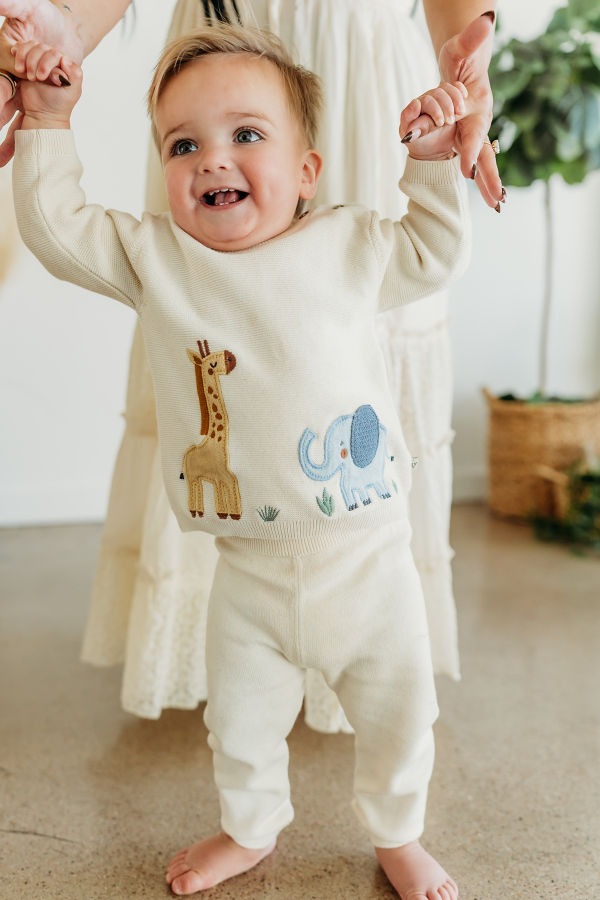 Viverano Organics Safari Applique Knit Sweater