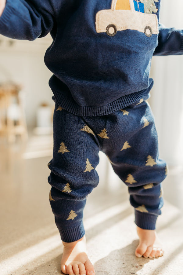 Viverano Organics Jolly Truck Applique Sweater Pant Set