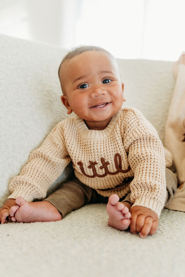 Viverano Organics Little Dude Embroidered Knit Sweater