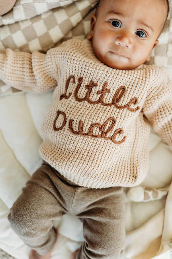 Viverano Organics Little Dude Embroidered Knit Sweater