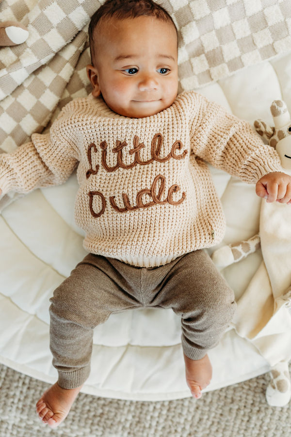 Viverano Organics Little Dude Embroidered Knit Sweater