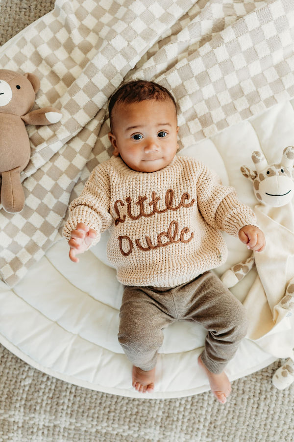 Viverano Organics Little Dude Embroidered Knit Sweater