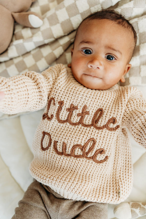 Viverano Organics Little Dude Embroidered Knit Sweater