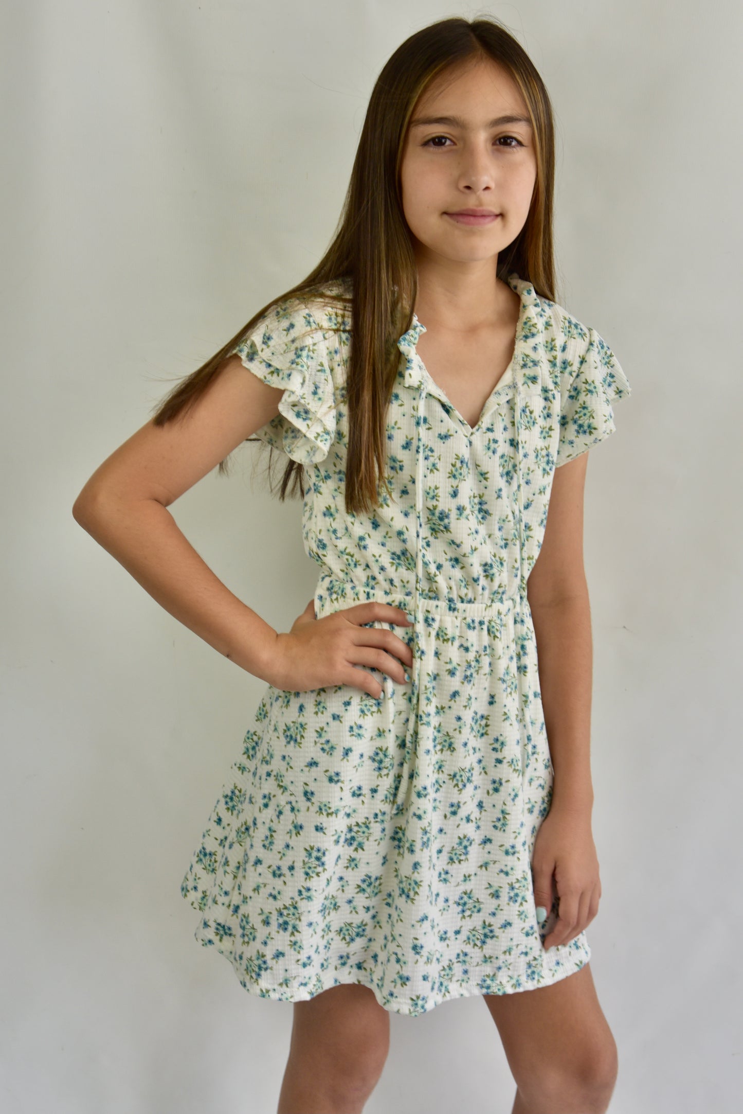 Area Code 407 Floral Pointelle Dress