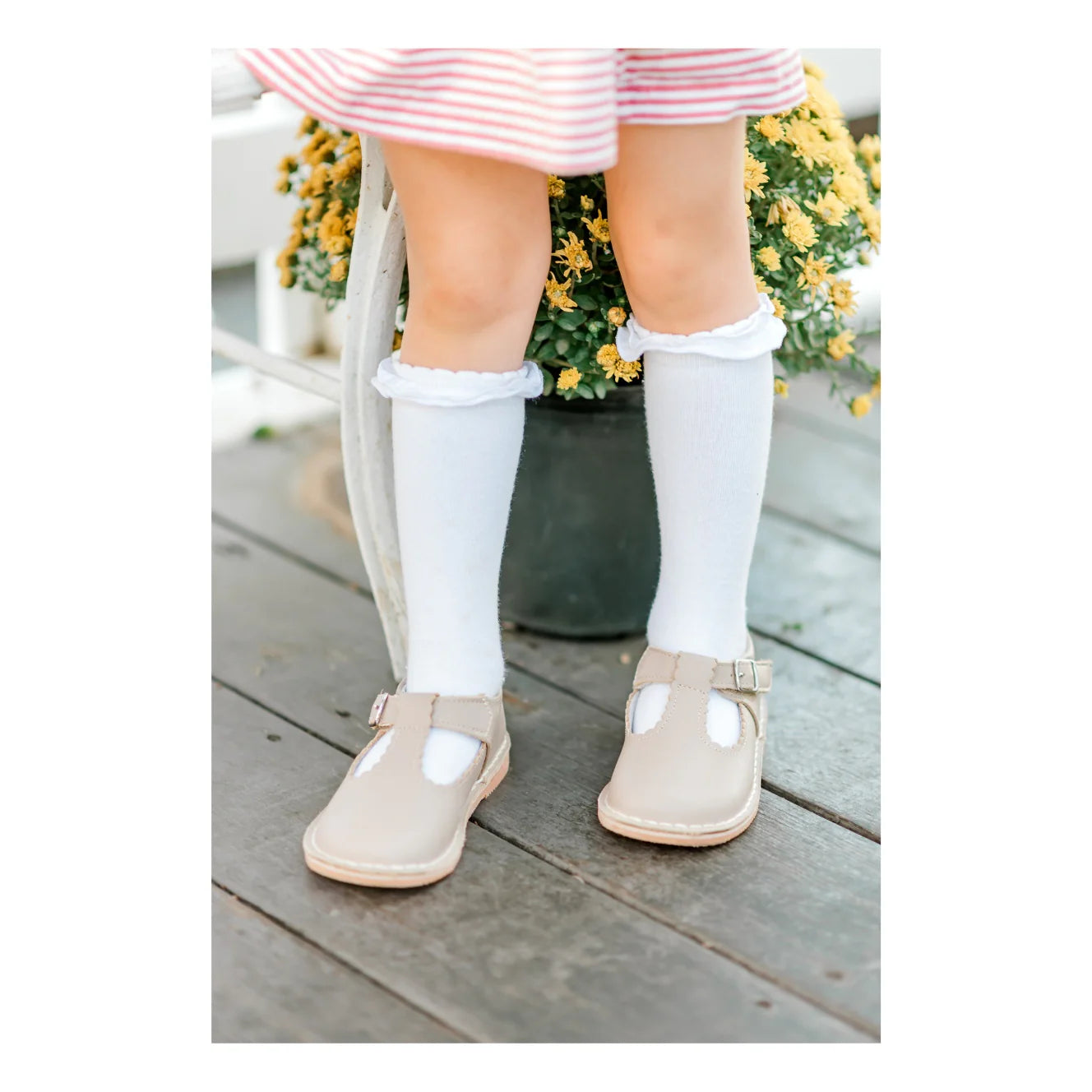 L'Amour Selina Scalloped T-Strap Mary Jane