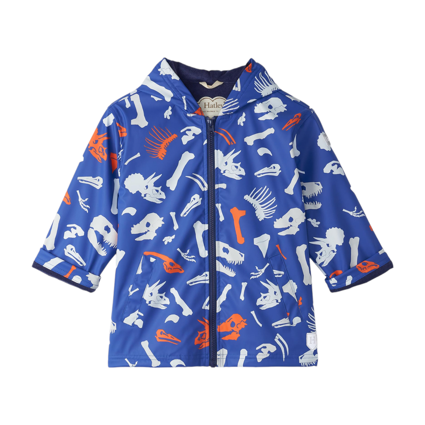 Hatley Dino Fossils Color Changing Zip Up Rain Jacket