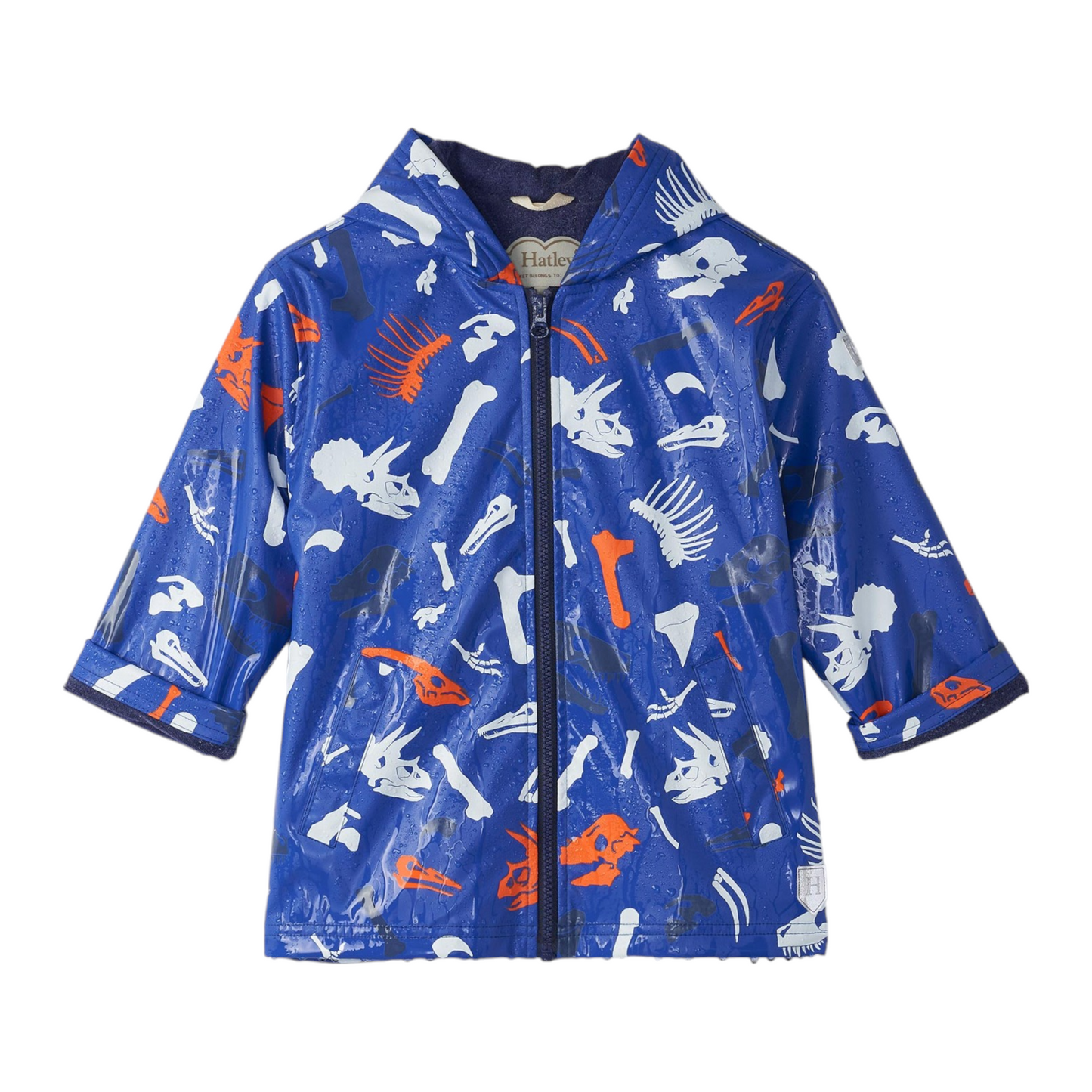 Hatley Dino Fossils Color Changing Zip Up Rain Jacket