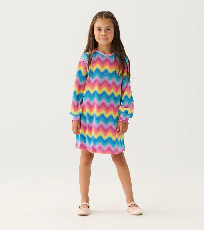 Hatley Rainbow Wave Pleated Aline Dress