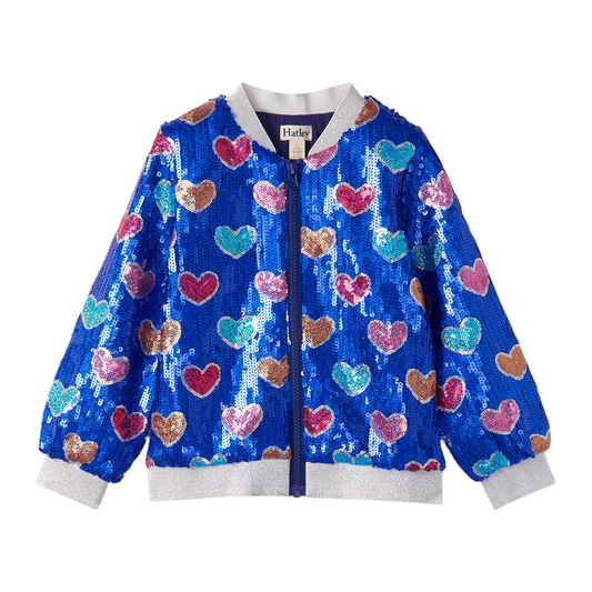 Hatley Busted Hearts Sequin Bomber Jacket