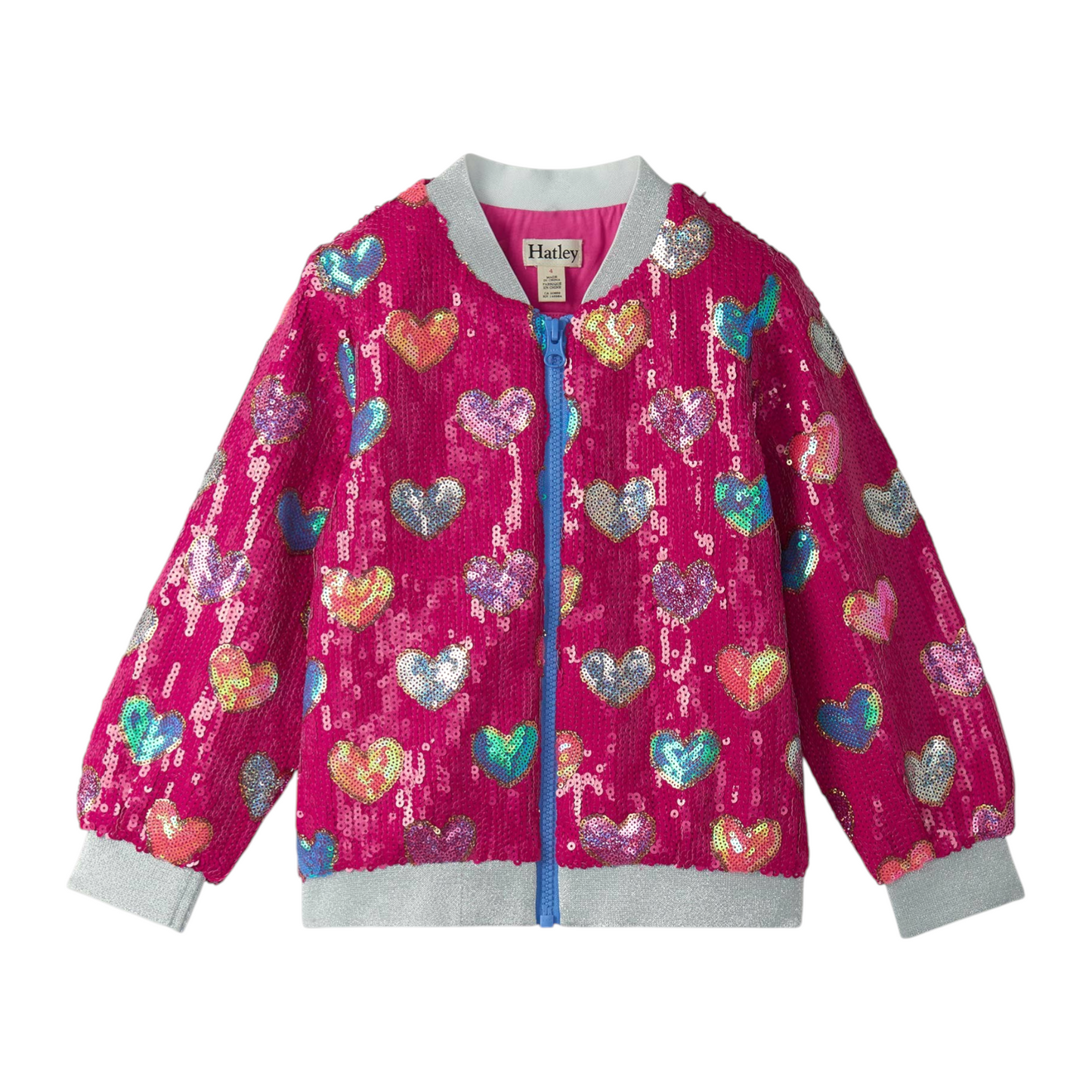 Hatley Busted Hearts Sequin Bomber Jacket
