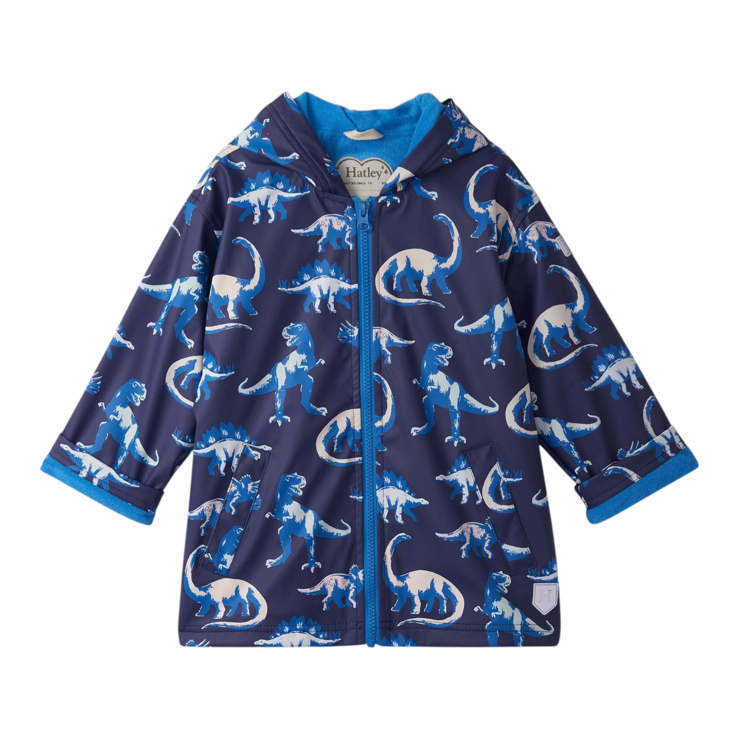Hatley Painted Dinos Color Changing Zip-Up Rain Jacket