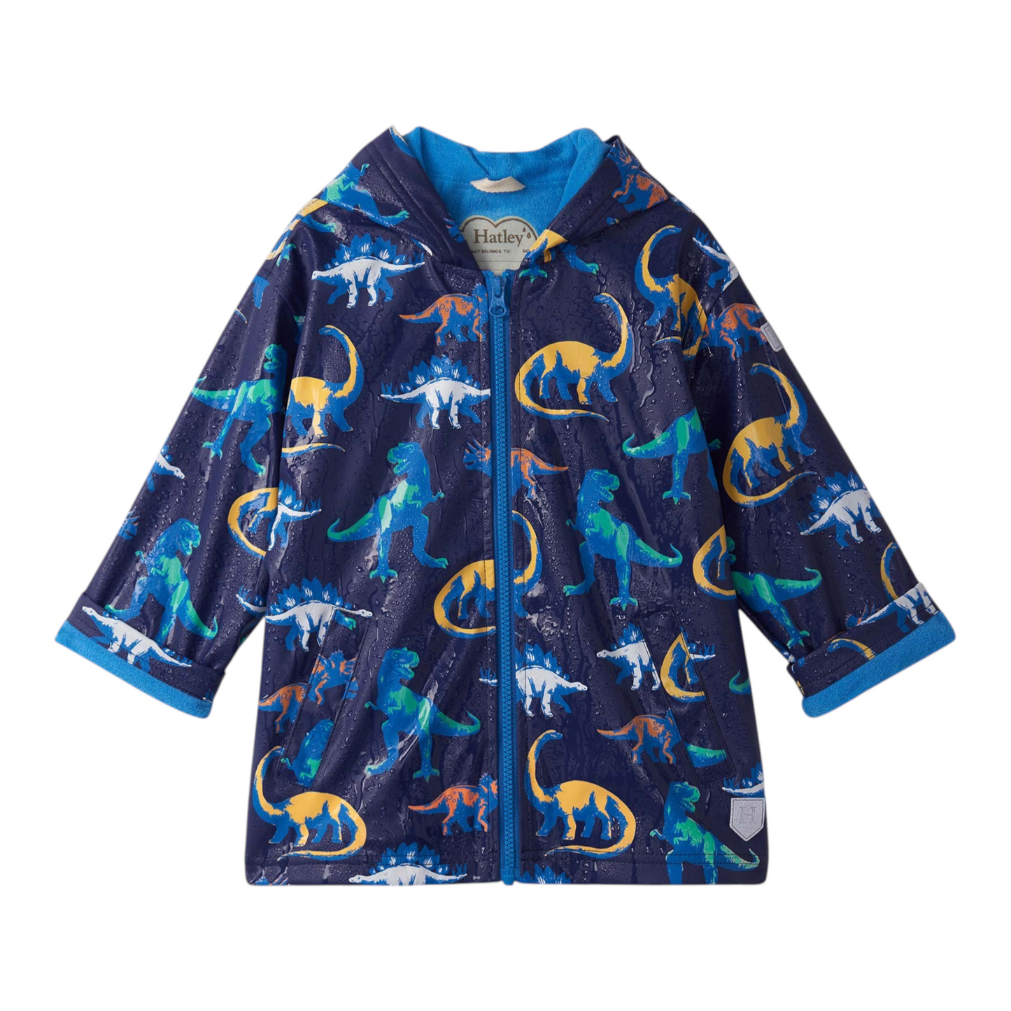 Hatley Painted Dinos Color Changing Zip-Up Rain Jacket