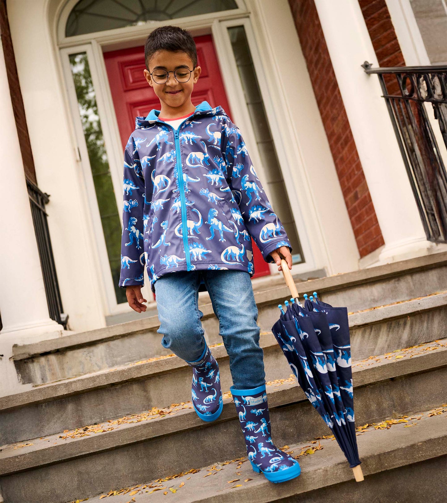 Hatley Painted Dinos Color Changing Zip-Up Rain Jacket