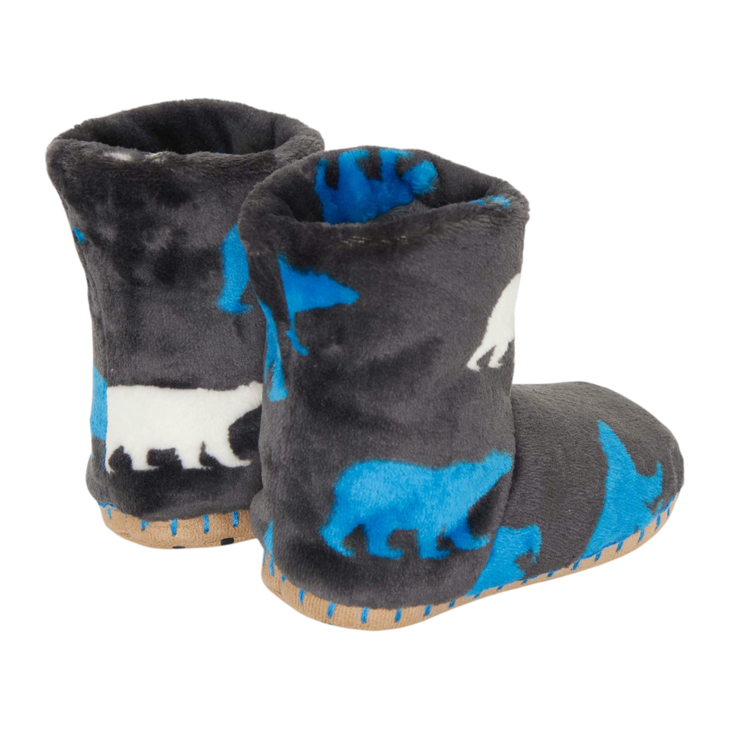 Hatley Polar Bear Silhouette Fuzzy Fleece Slippers