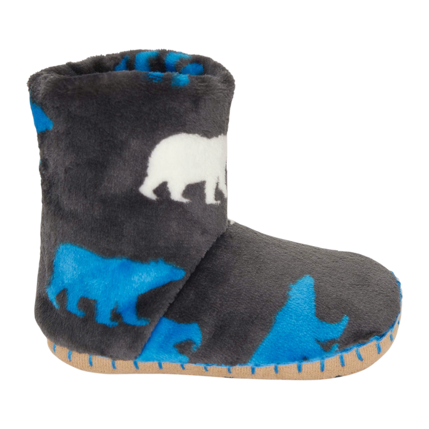 Hatley Polar Bear Silhouette Fuzzy Fleece Slippers