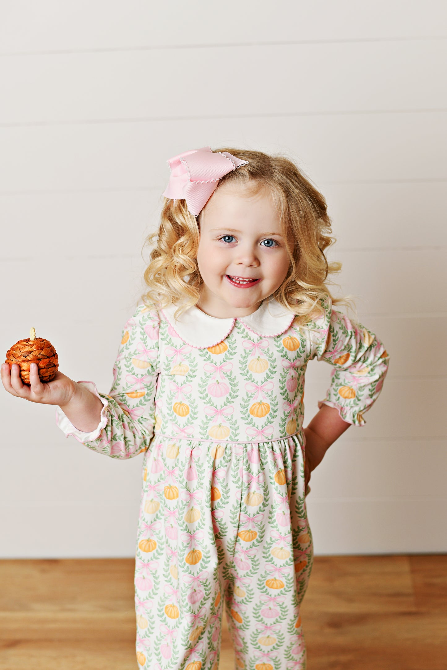 Swoon Baby Pumpkins & Bows Proper Romper