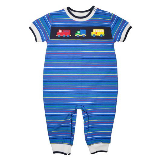 Florence Eiseman Stripe Knit Longall With Vehicles