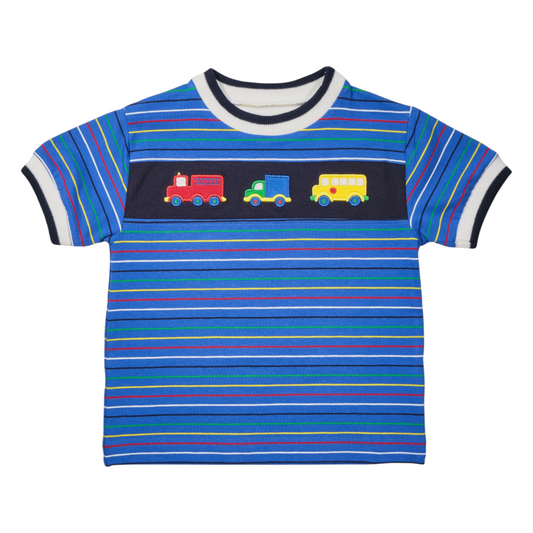 Florence Eiseman Stripe Knit Shirt With Vehicles