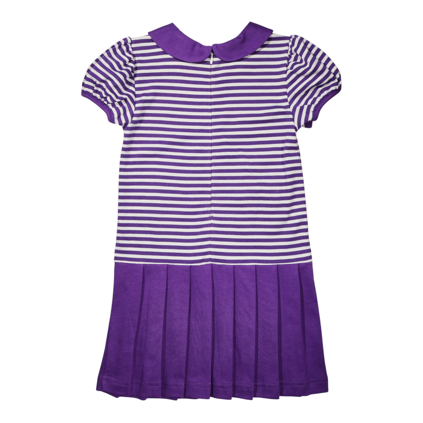 Florence Eiseman Stripe Knit Pleated Dress With Flowers