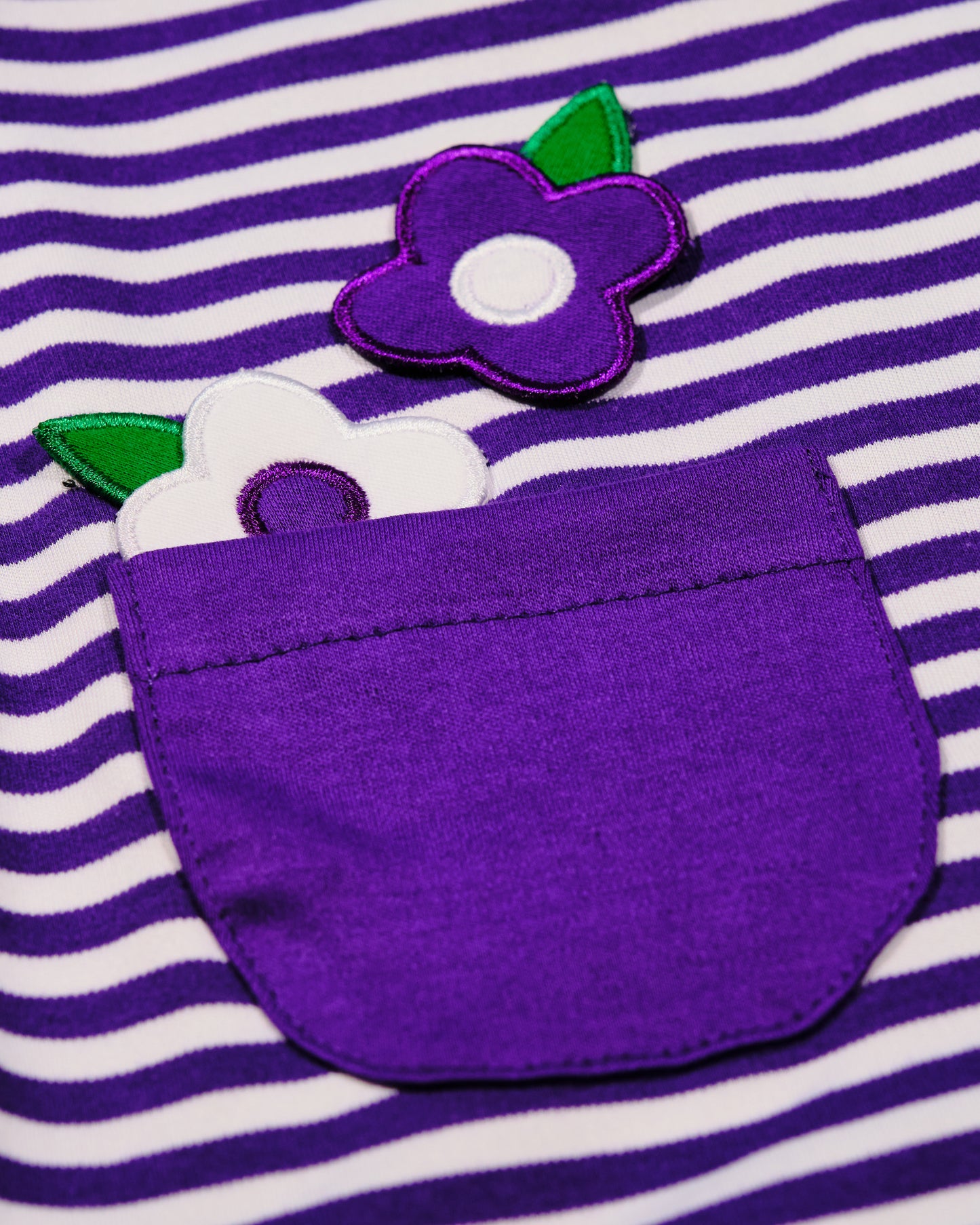 Florence Eiseman Stripe Knit Pleated Dress With Flowers