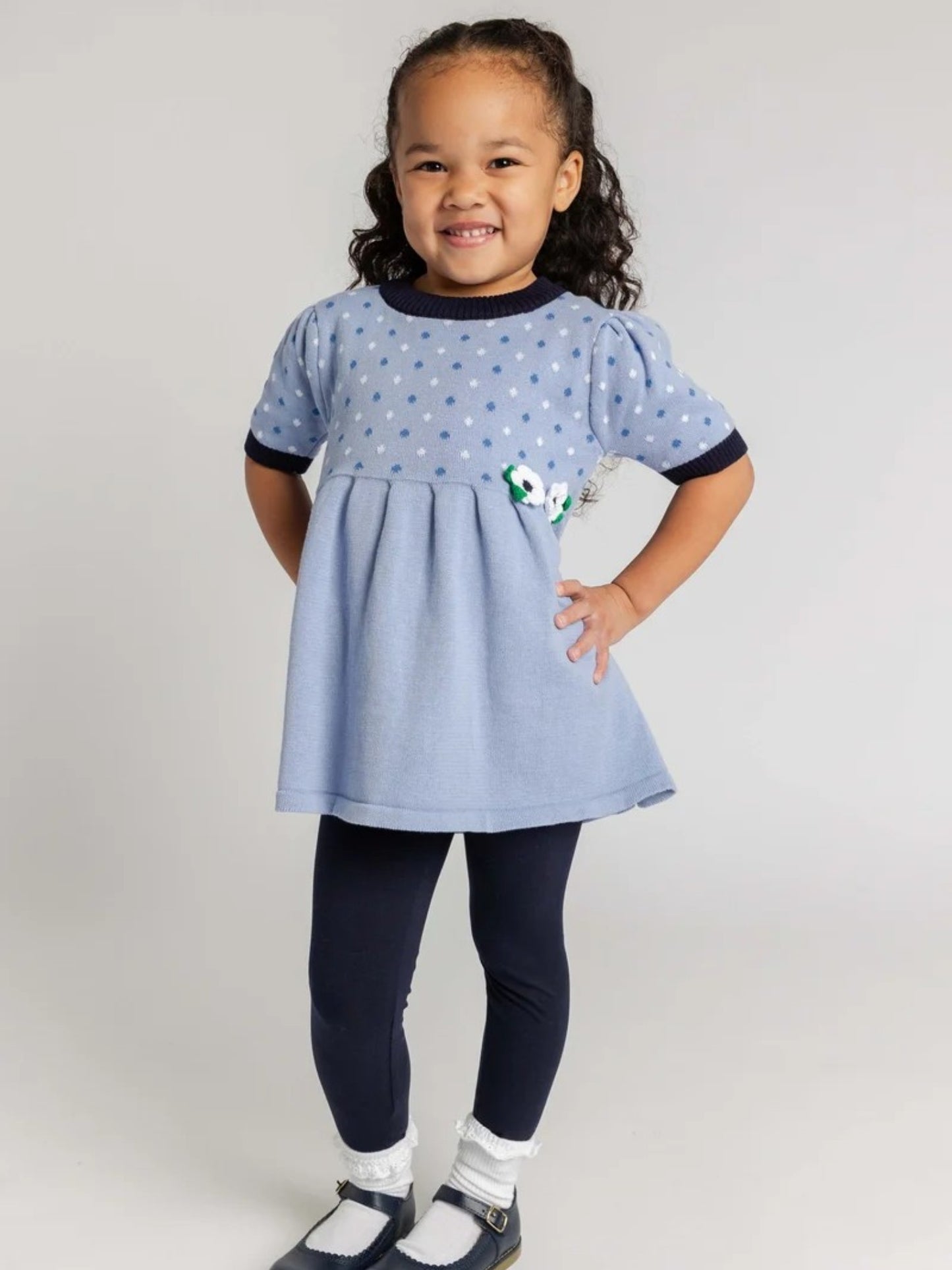Florence Eiseman Polka Dot Tunic Set With Flowers