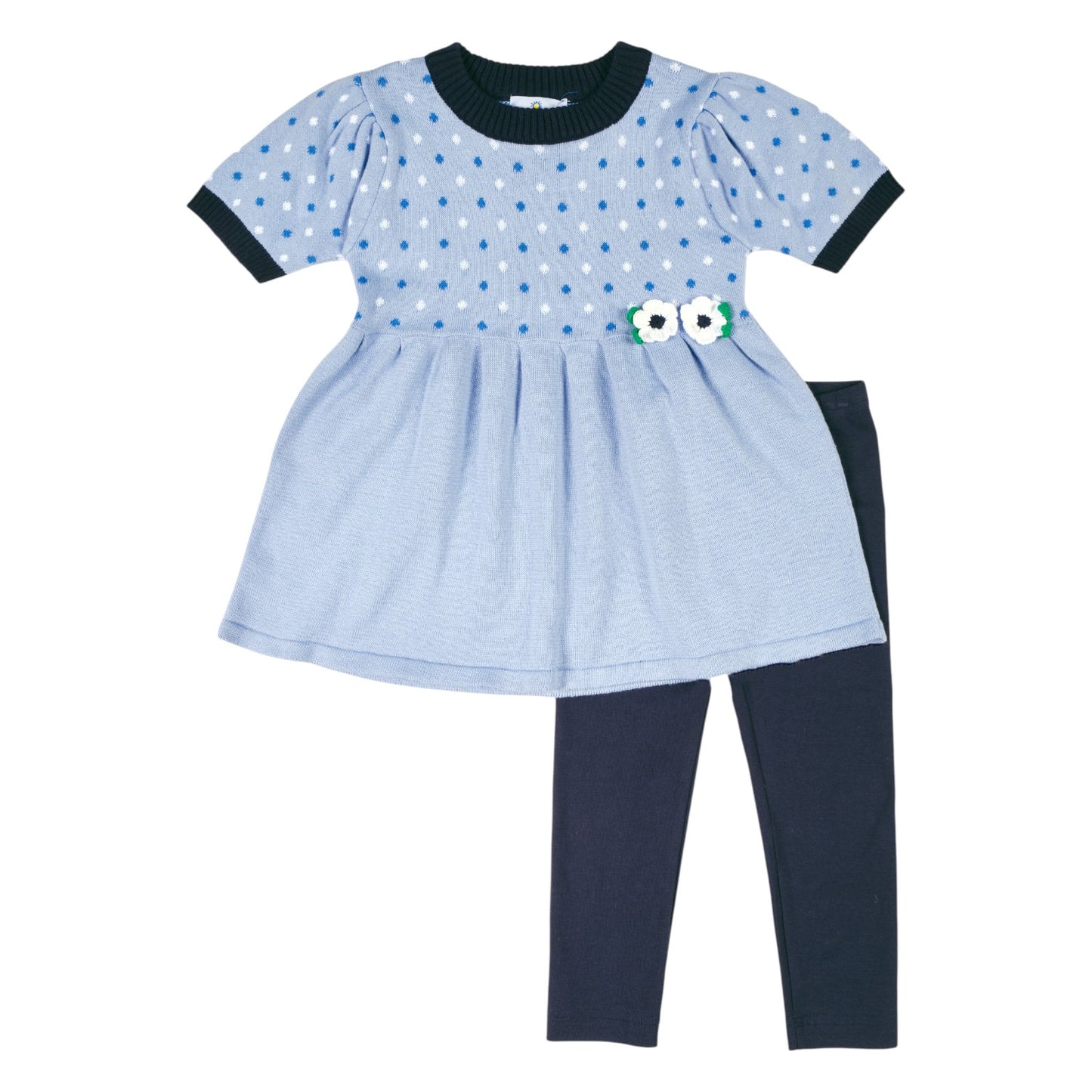 Florence Eiseman Polka Dot Tunic Set With Flowers