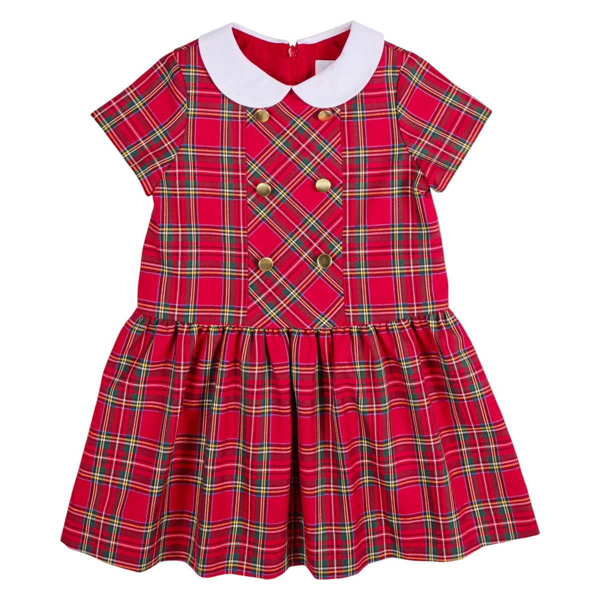 Florence Eiseman Plaid Twirl Skirt Dress With Buttons