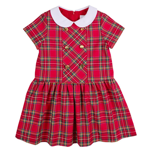 Florence Eiseman Plaid Twirl Skirt Dress With Buttons