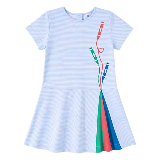 Florence Eiseman Stripe Knit Dress With Applique Crayons