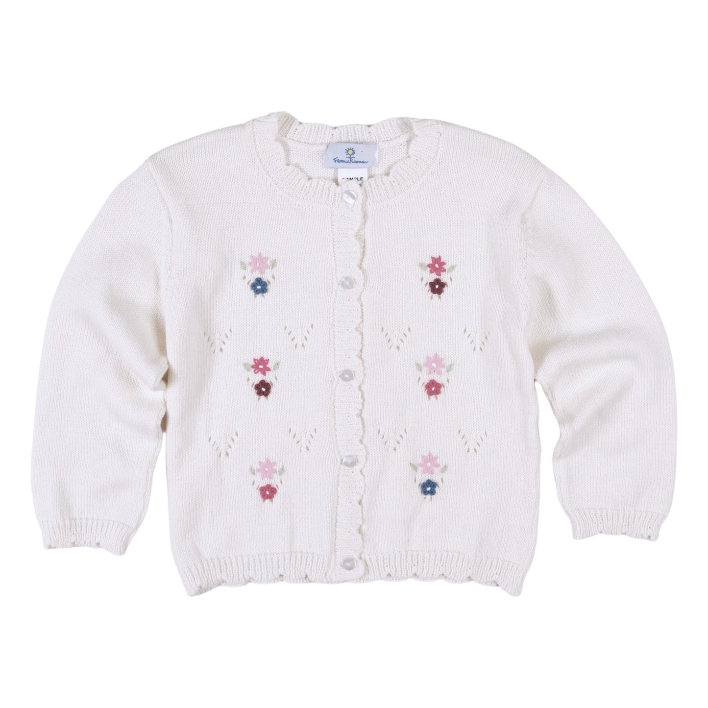 Florence Eiseman Sweater With Hand Embroidered Flowers