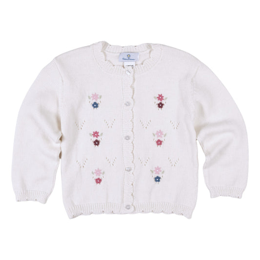 Florence Eiseman Sweater With Hand Embroidered Flowers