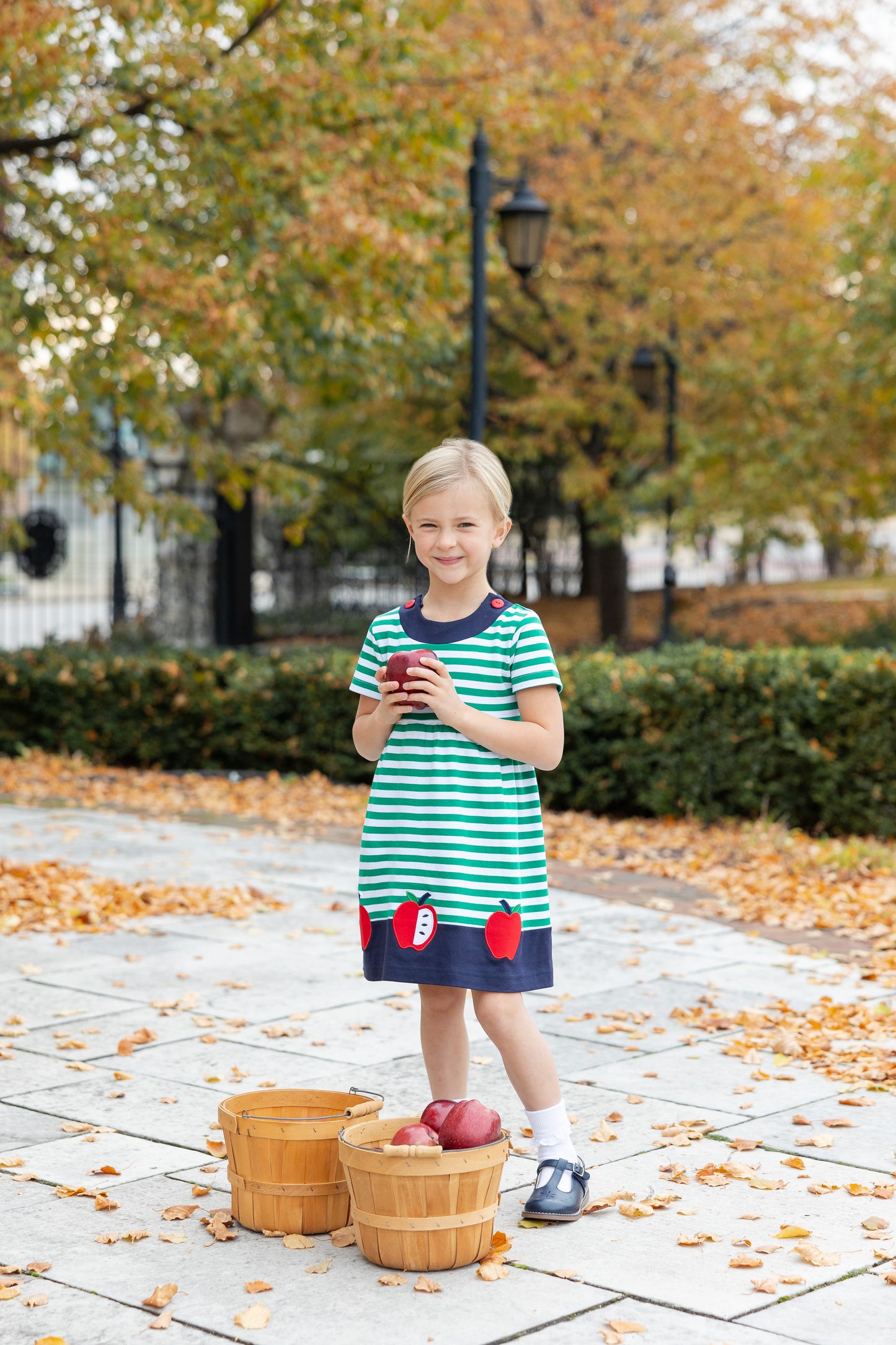 Florence Eiseman Stripe Knit Dress With Apples